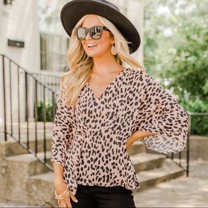 NWT Pink Lily Boutique Cheetah Blouse